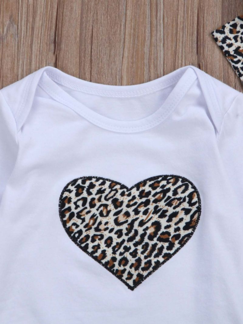 3db Lányok Leopard Print Heart Nadrág És Fejpánttal