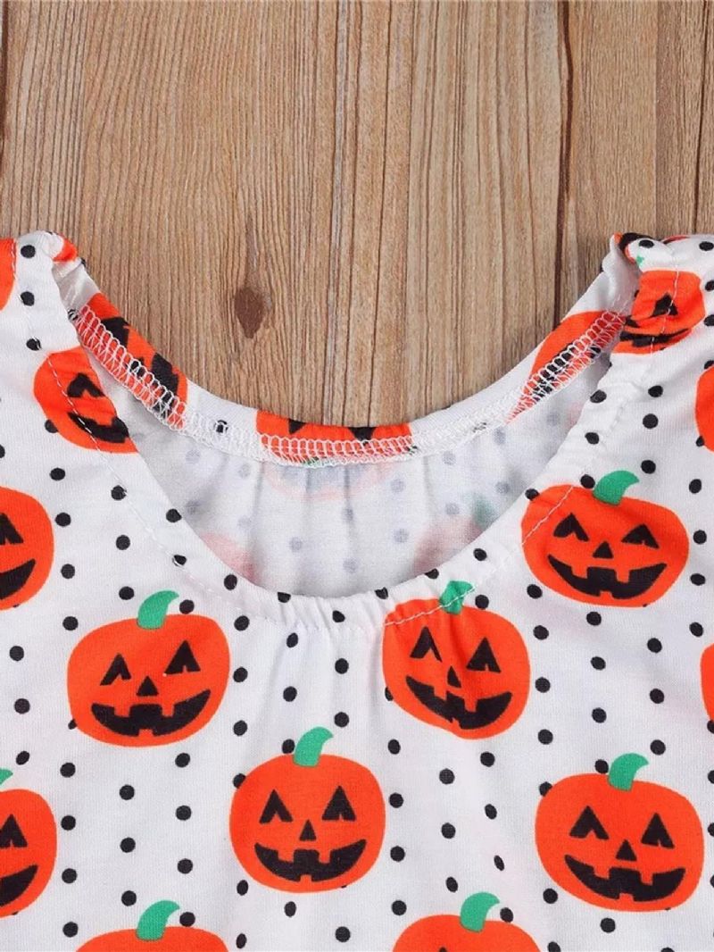Kisgyermek Kislány Halloween Ruhák Sütőtök Romper Felső Koponya Fodros Póló Ghost Stripe Tutu Szoknya Outfit Szett