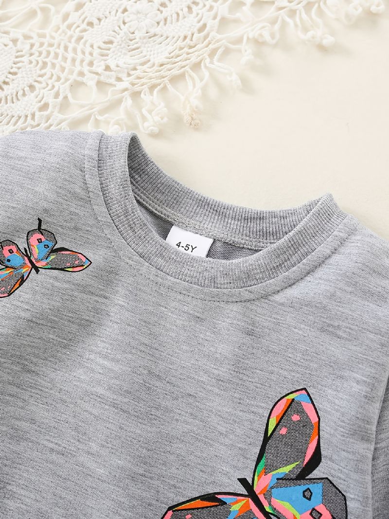 Kislányok Pillangómintás Pulóver + Hozzáillő Szett Gyerekruhák