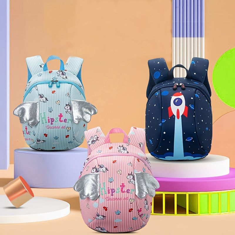 1 Db The Unicorn Kids Backpack Anti-lost Astronauts School Bag Sbr Szabadidős Hátizsák Alkalmi Táska