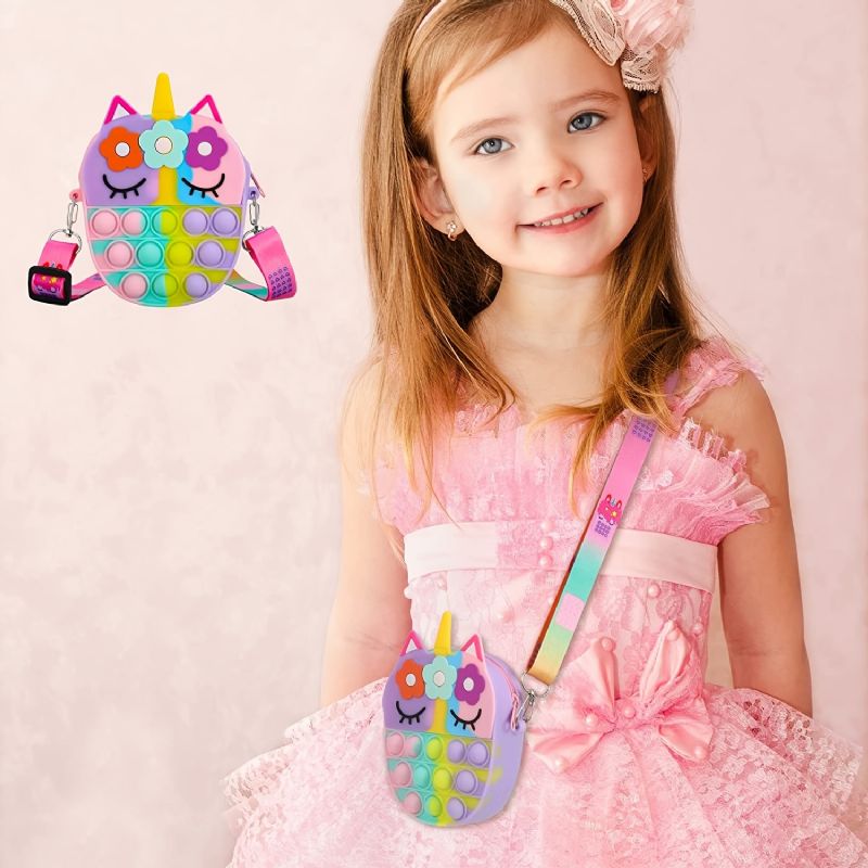 Unicorn Pop Pénztárca Lányoknak Női Poptáska Egyszarvú Pop Játék Válltáskával Fidget Játékok Pop Hátizsák Szorongásra Iskolai Szilikon Táska Pop