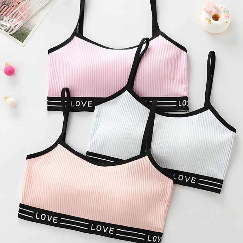 3db Lányok Edzés Melltartó Seamless Stretch Sport Bralette Ujjatlan Crops Tank Felsők Fehérnemű