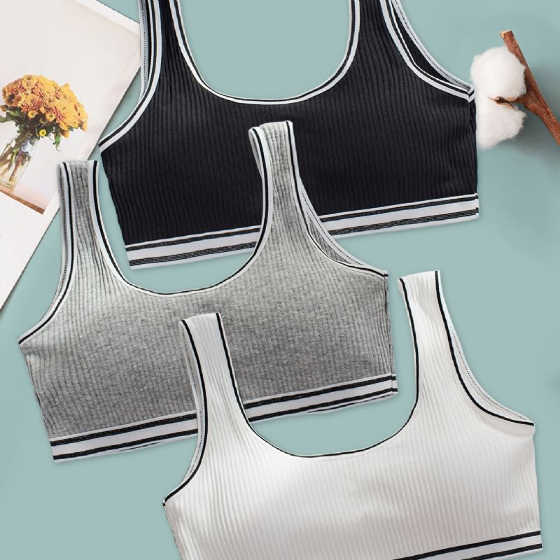 3db Lányok Edzés Melltartó Seamless Stretch Sport Bralette Ujjatlan Crops Tank Felsők Fehérnemű