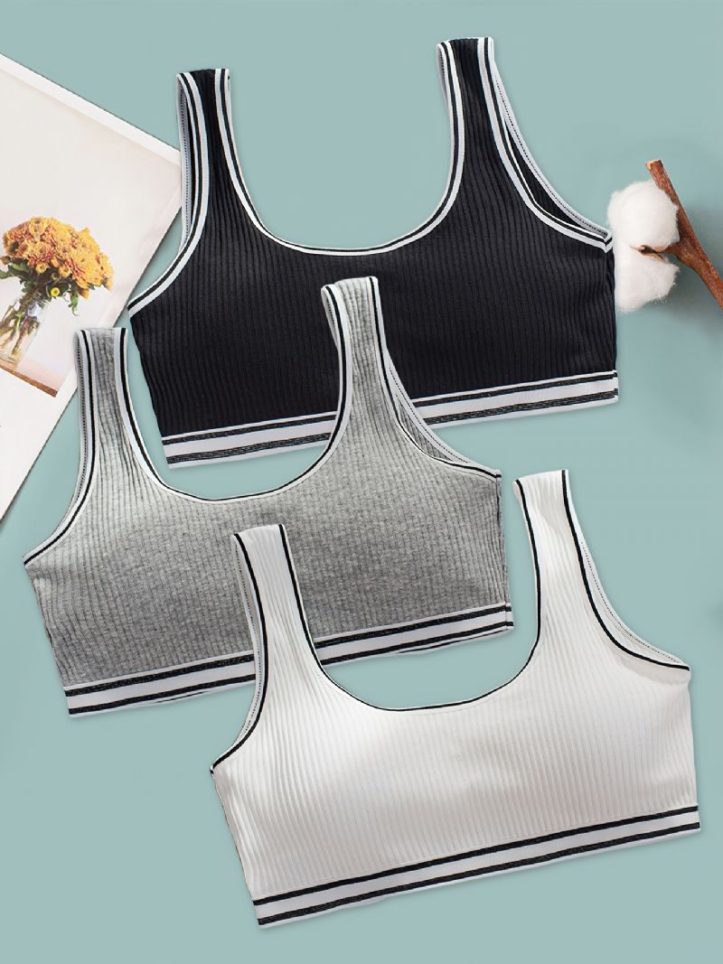 3db Lányok Edzés Melltartó Seamless Stretch Sport Bralette Ujjatlan Crops Tank Felsők Fehérnemű