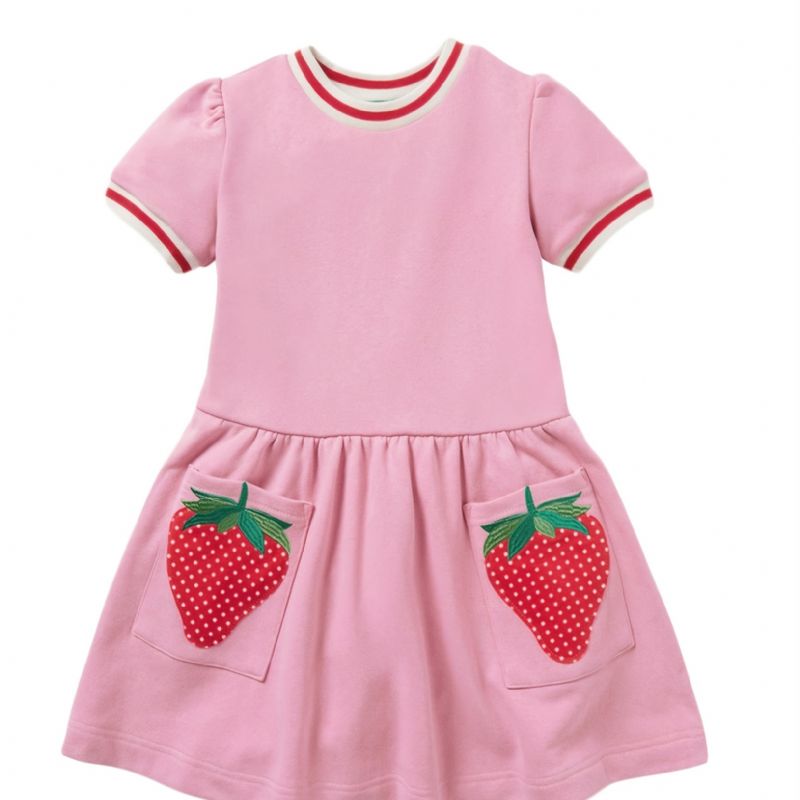 Lányok Strawberry Patch Pocket Pink Rövid Ujjú Szoknya