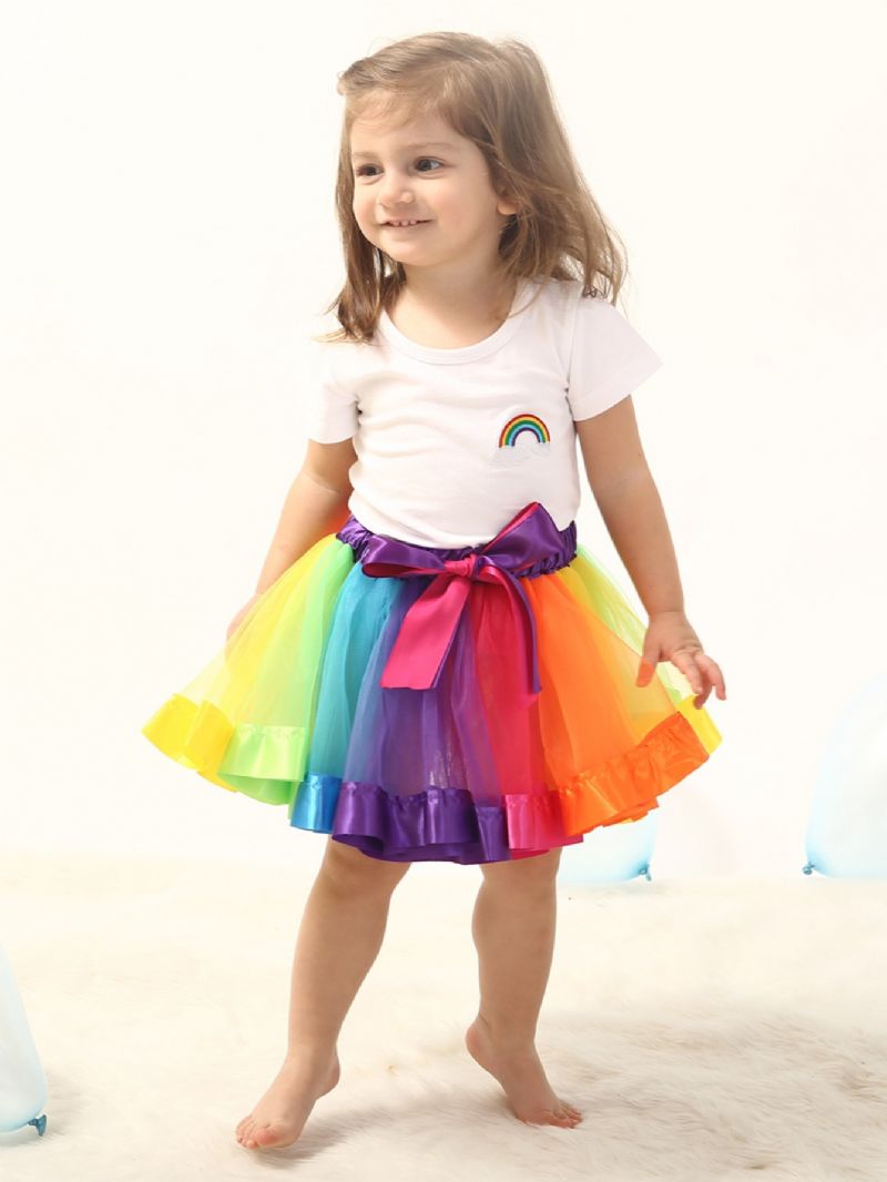 Lányok Szoknya Rainbow Mesh Tutu Gyermek Táncszoknya Princess Színes