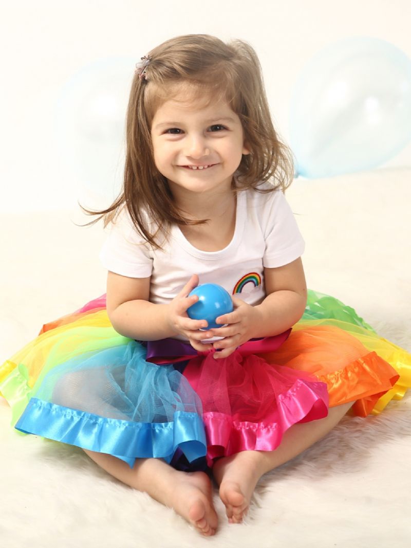 Lányok Szoknya Rainbow Mesh Tutu Gyermek Táncszoknya Princess Színes