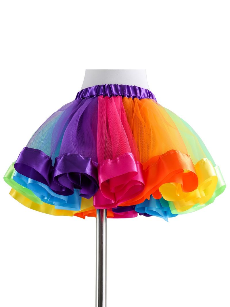 Lányok Szoknya Rainbow Mesh Tutu Gyermek Táncszoknya Princess Színes