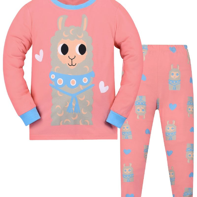 Bébi Kids Lounge Wear Háziruházat Alpaka Mintás Hosszú Ujjú Felső És Hozzáillő Nadrág Szett Pizsama Gyerekruhák