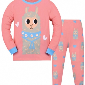 Bébi Kids Lounge Wear Háziruházat Alpaka Mintás Hosszú Ujjú Felső És Hozzáillő Nadrág Szett Pizsama Gyerekruhák