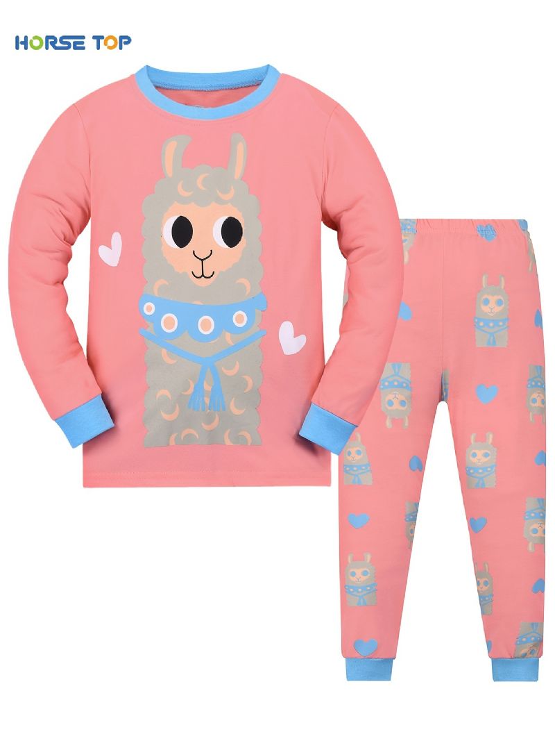 Bébi Kids Lounge Wear Háziruházat Alpaka Mintás Hosszú Ujjú Felső És Hozzáillő Nadrág Szett Pizsama Gyerekruhák