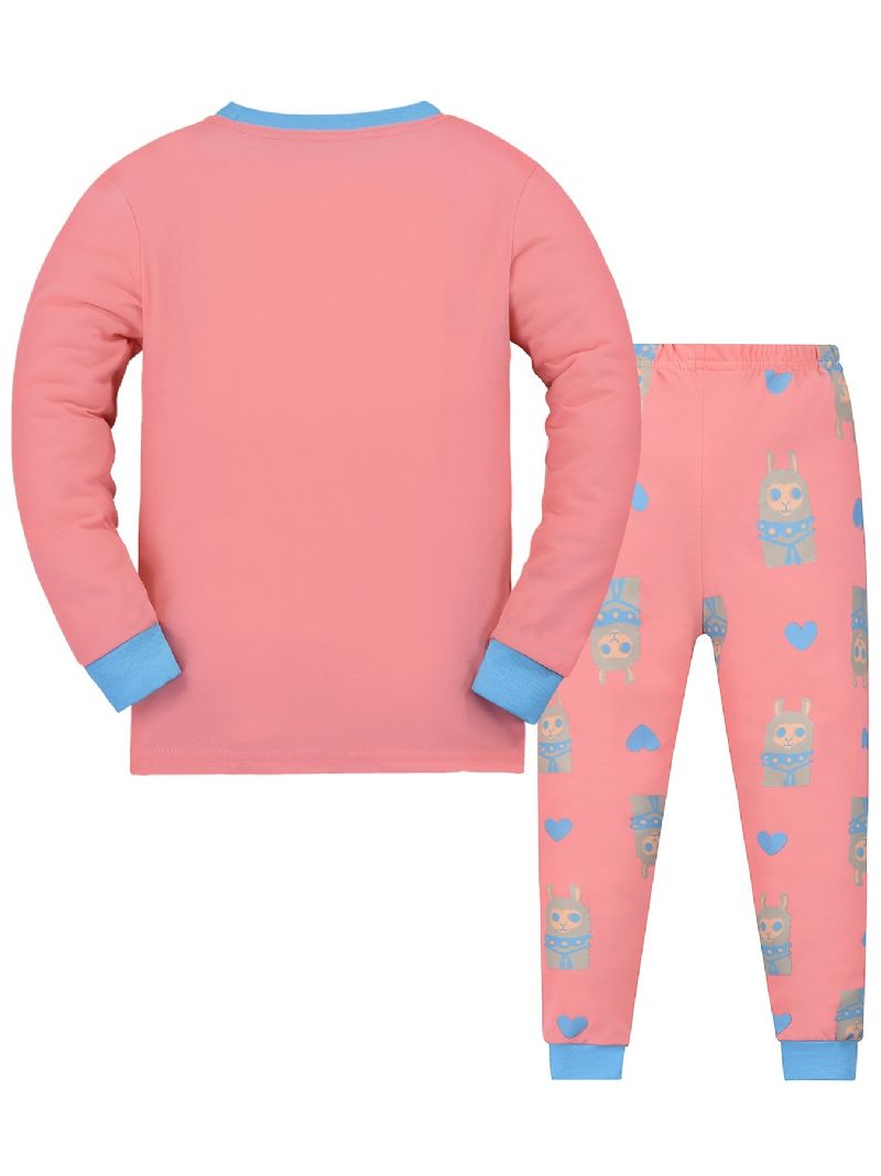 Bébi Kids Lounge Wear Háziruházat Alpaka Mintás Hosszú Ujjú Felső És Hozzáillő Nadrág Szett Pizsama Gyerekruhák