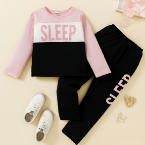 Lányok Crewneck Sleep Colorblock Hosszú Ujjú Pizsama Szett