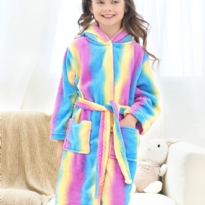 Lányok Meleg Polár Fürdőköpeny Rainbow Galaxy Stripe Gyerekruhák Hálóruha