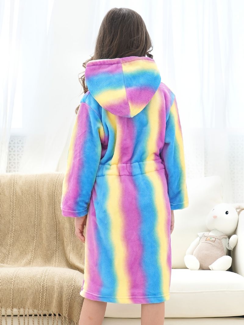 Lányok Meleg Polár Fürdőköpeny Rainbow Galaxy Stripe Gyerekruhák Hálóruha