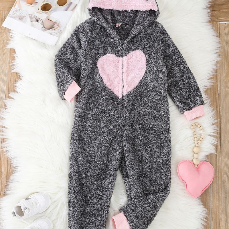 Lányok Snowsuit Jumpsuit Meleg Hosszú Ujjú Szívmintás Kapucnis Nadrág