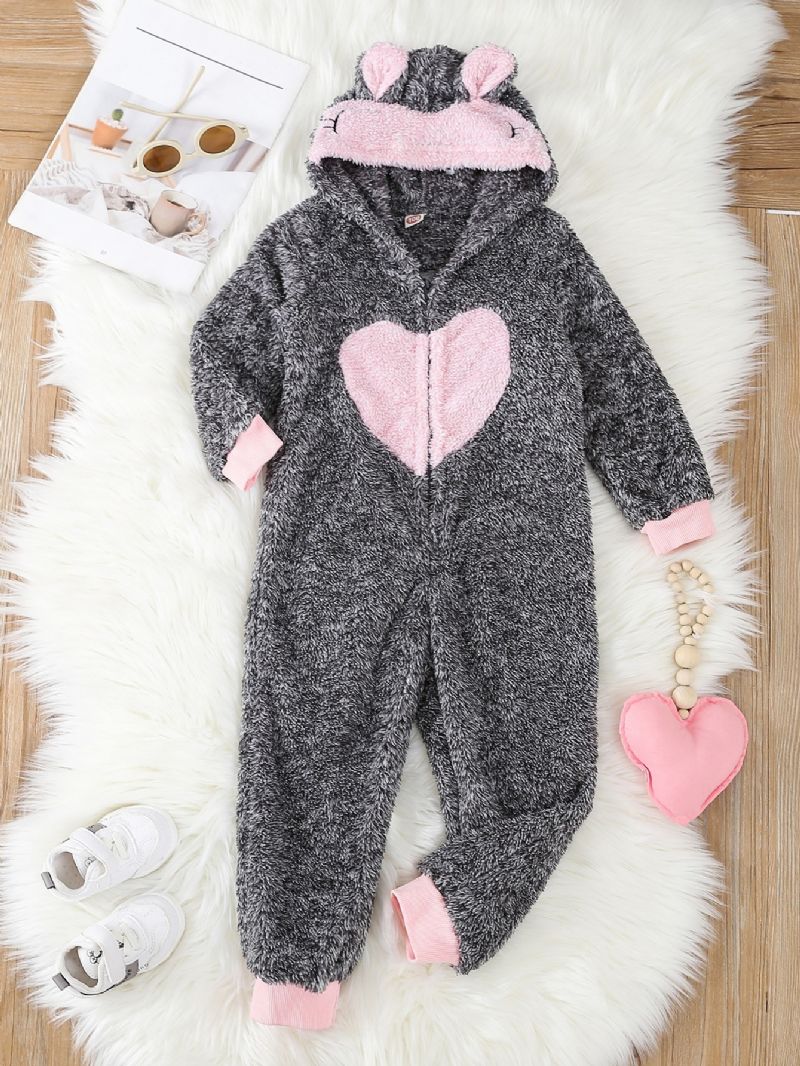 Lányok Snowsuit Jumpsuit Meleg Hosszú Ujjú Szívmintás Kapucnis Nadrág