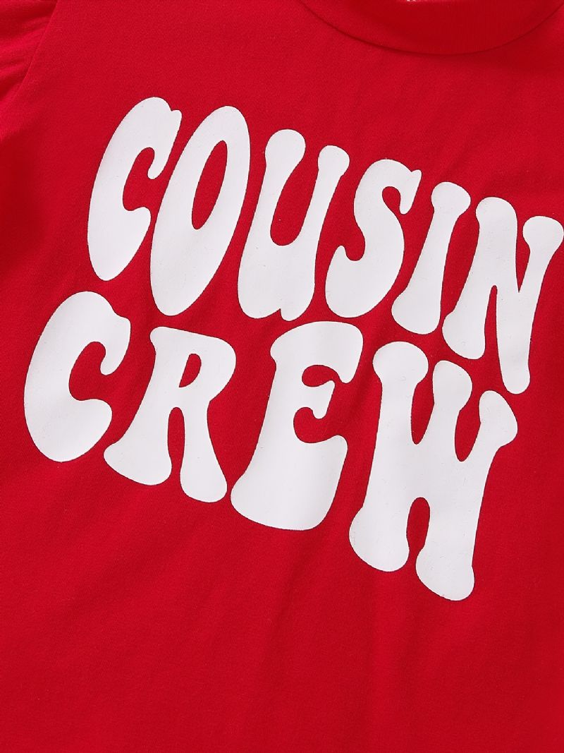 Lányos Alkalmi Pizsama Szett Cousin Crew Print Pulóverrel És Csíkos Nadrággal Otthonra