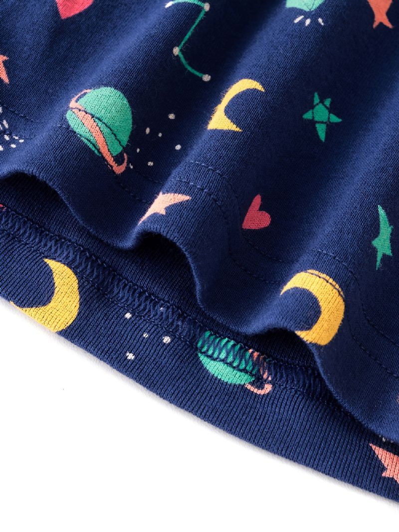 Unisex Kids Homewear Star Print Pizsama Szett Kerek Nyakú Hosszú Ujjú Felső + Nadrág Téli Gyerekruhákhoz