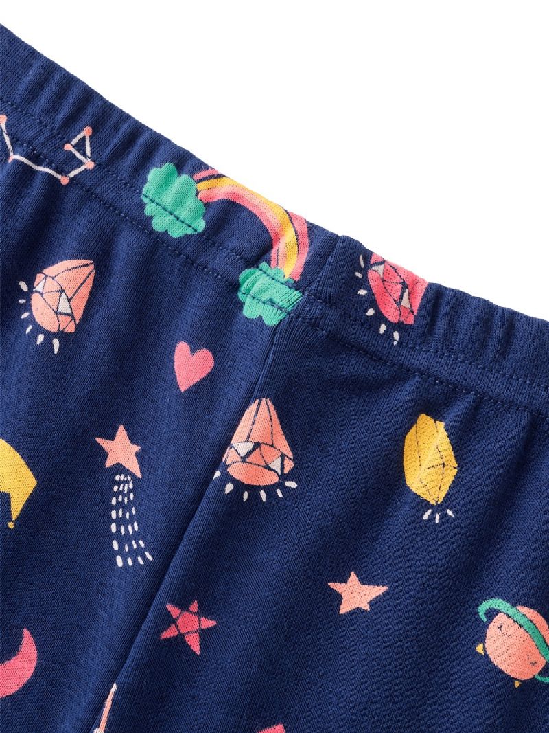 Unisex Kids Homewear Star Print Pizsama Szett Kerek Nyakú Hosszú Ujjú Felső + Nadrág Téli Gyerekruhákhoz