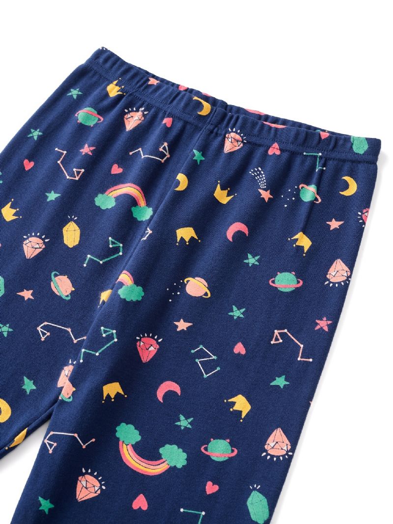 Unisex Kids Homewear Star Print Pizsama Szett Kerek Nyakú Hosszú Ujjú Felső + Nadrág Téli Gyerekruhákhoz