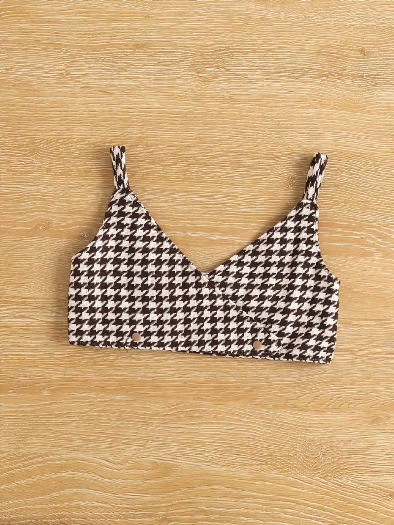 Kisgyermek Lányoknak Houndstooth Print Cami Felső És Ing Ruha Szett