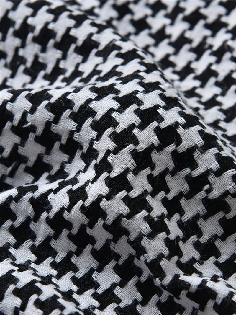 Lányok Houndstooth Vest Fehér Hosszú Ujjú Ingruha