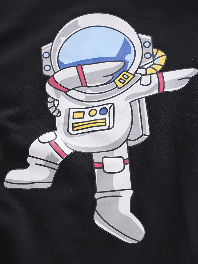 2db Bébi Fiúk Pulóver Astronaut Print Kerek Nyakú Hosszú Ujjú És Nadrág Gyerekruhák