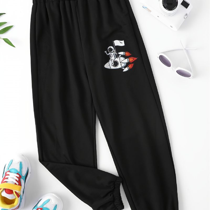 Fiúk Melegítőnadrág Elasztikus Derék Astronaut Print Sport Jogger Pants Gyerekruhák