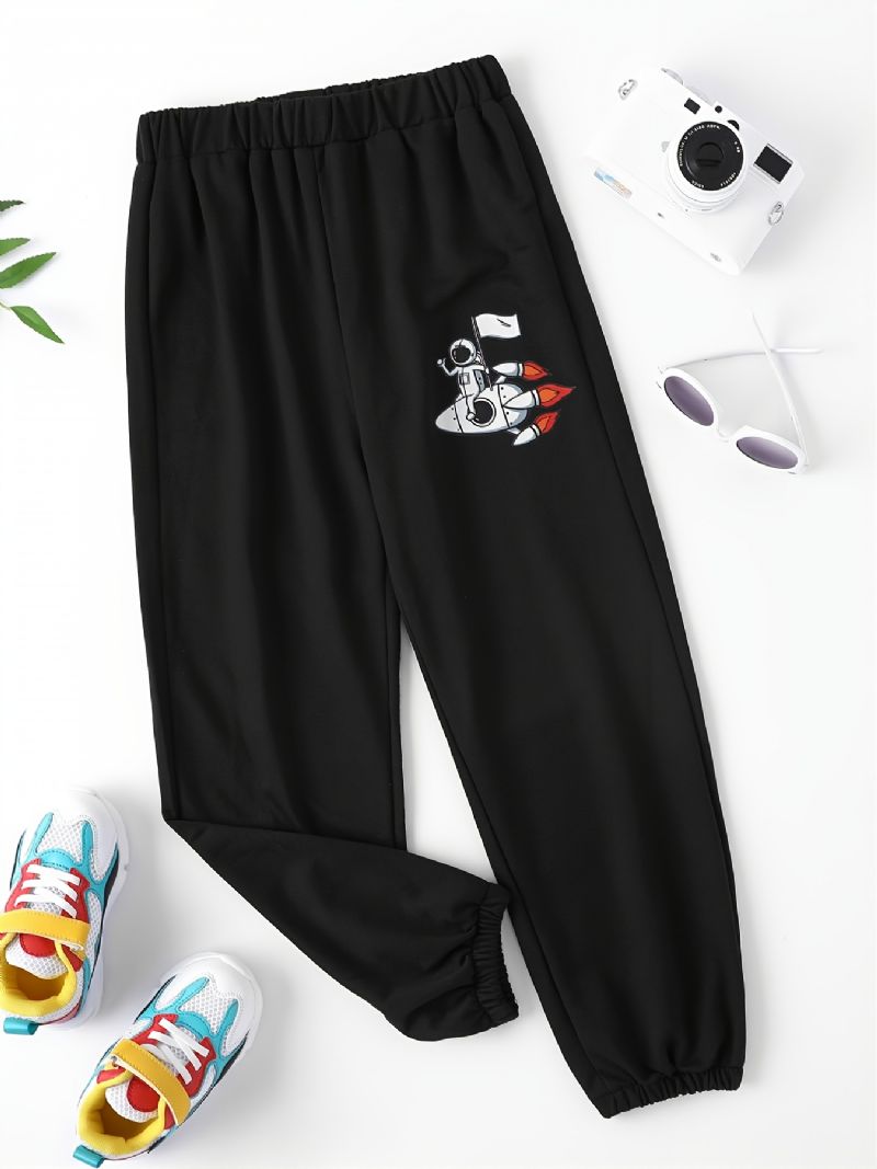 Fiúk Melegítőnadrág Elasztikus Derék Astronaut Print Sport Jogger Pants Gyerekruhák