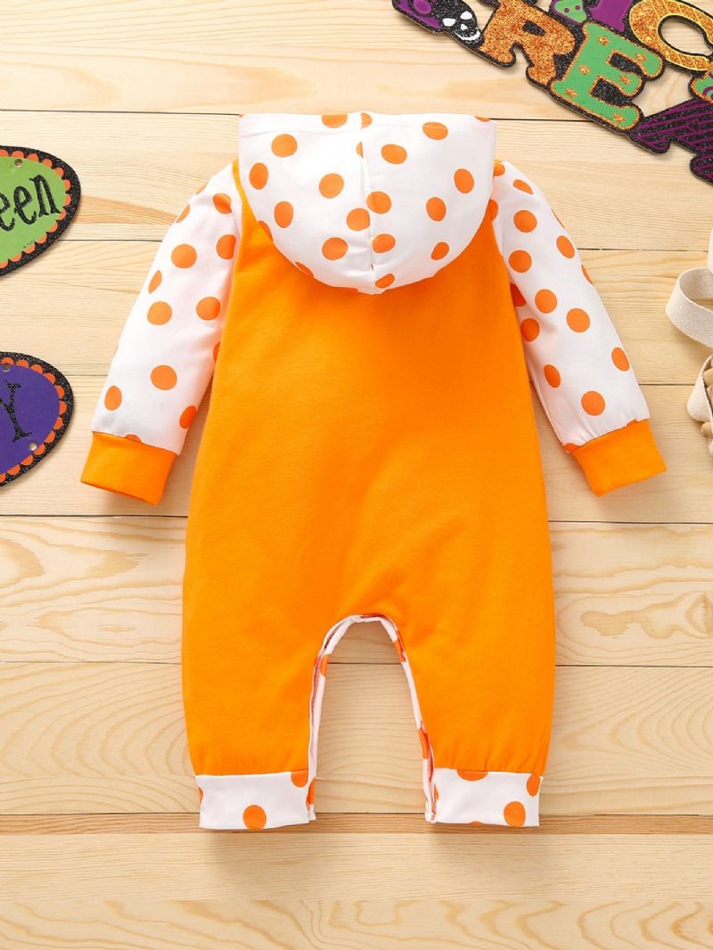 Baba Halloween Print Kapucnis Jumpsuit Romper