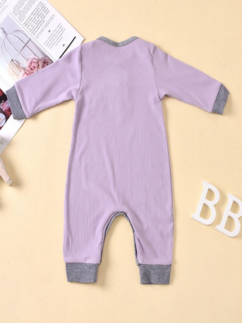 Baba Nyomott Hosszú Ujjú Lila Jumpsuit