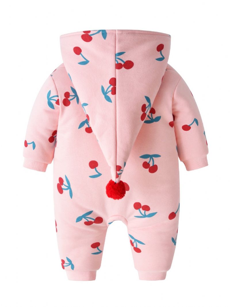 Bébi Happy Cherry Print Jumpsuit Gyapjú Nadrág