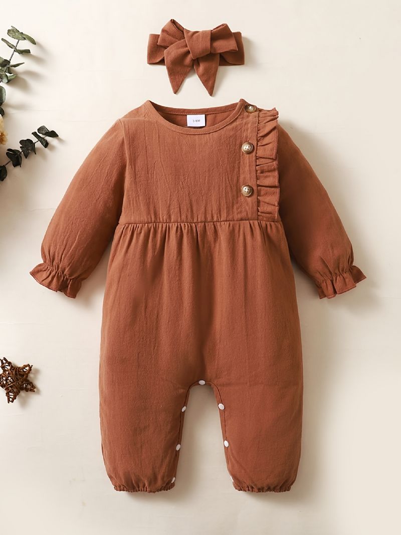 Bébi Lányok Egyszínű Jumpsuit Romper Hajgumival