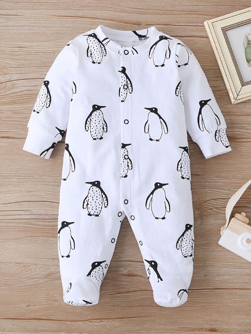 Bébi Lányok Footies Penguin Print Rompers Jumpsuits