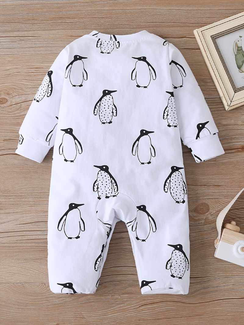 Bébi Lányok Footies Penguin Print Rompers Jumpsuits