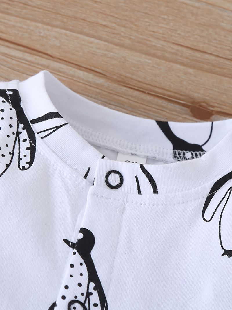 Bébi Lányok Footies Penguin Print Rompers Jumpsuits