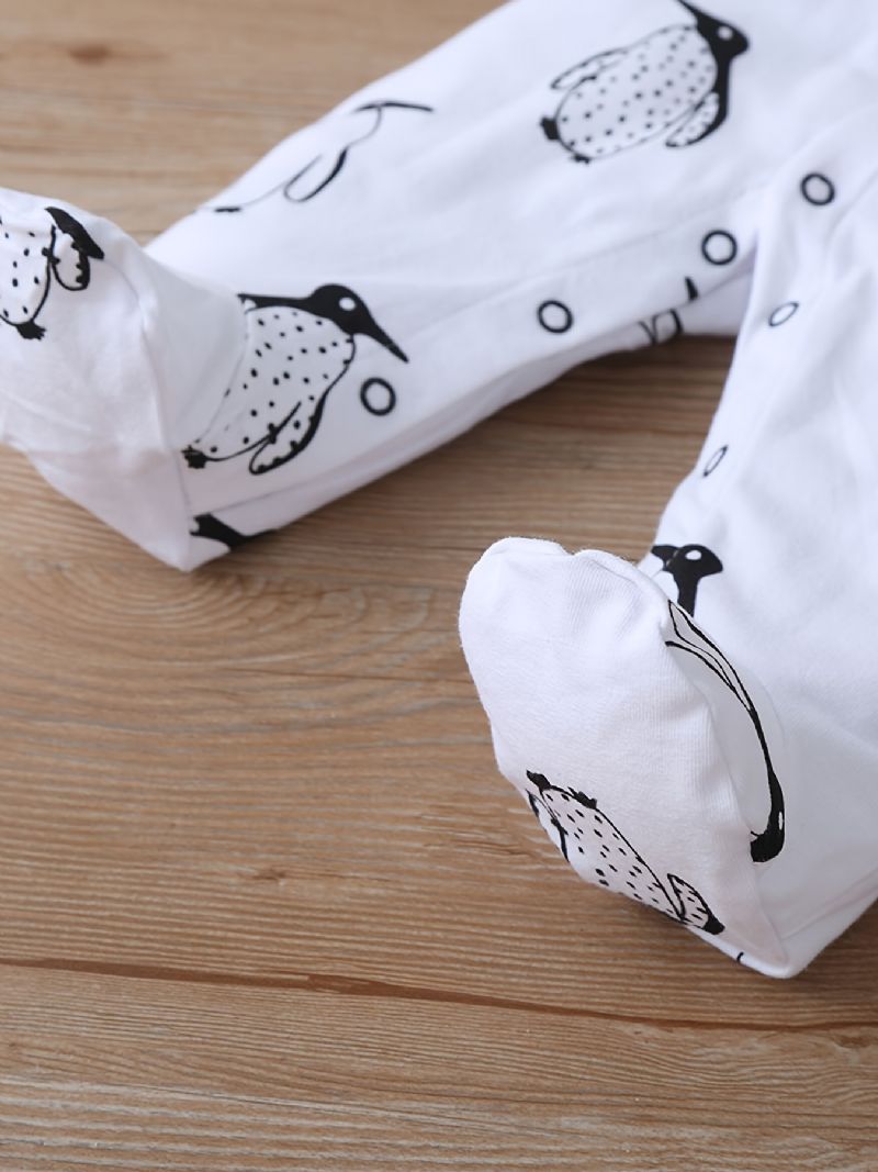 Bébi Lányok Footies Penguin Print Rompers Jumpsuits