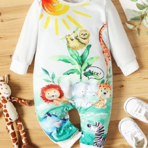 Bébi Lányok Hosszú Ujjú Jumpsuits Nyomtatók Állatmintával