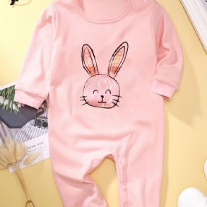 Bébi Lányok Hosszú Ujjú Nyúl Mintás Jumpsuit Babaruhák