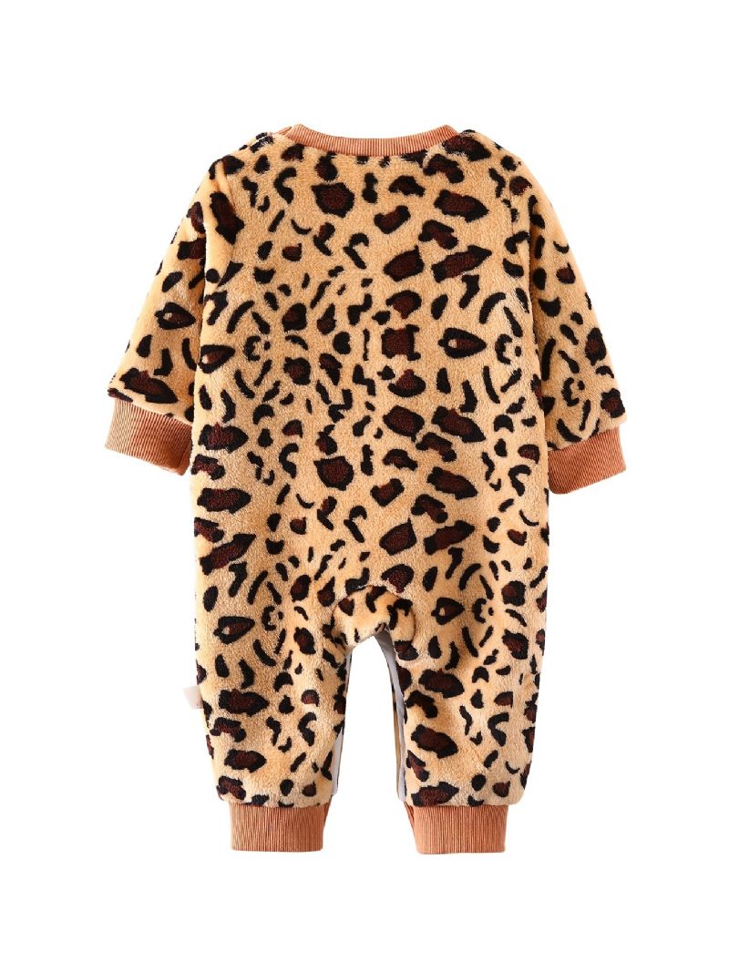 Bébi Lányok Leopárd Mintás Jumpsuit Pamut Hosszú Ujjú Onsie Téli Babaruhákhoz