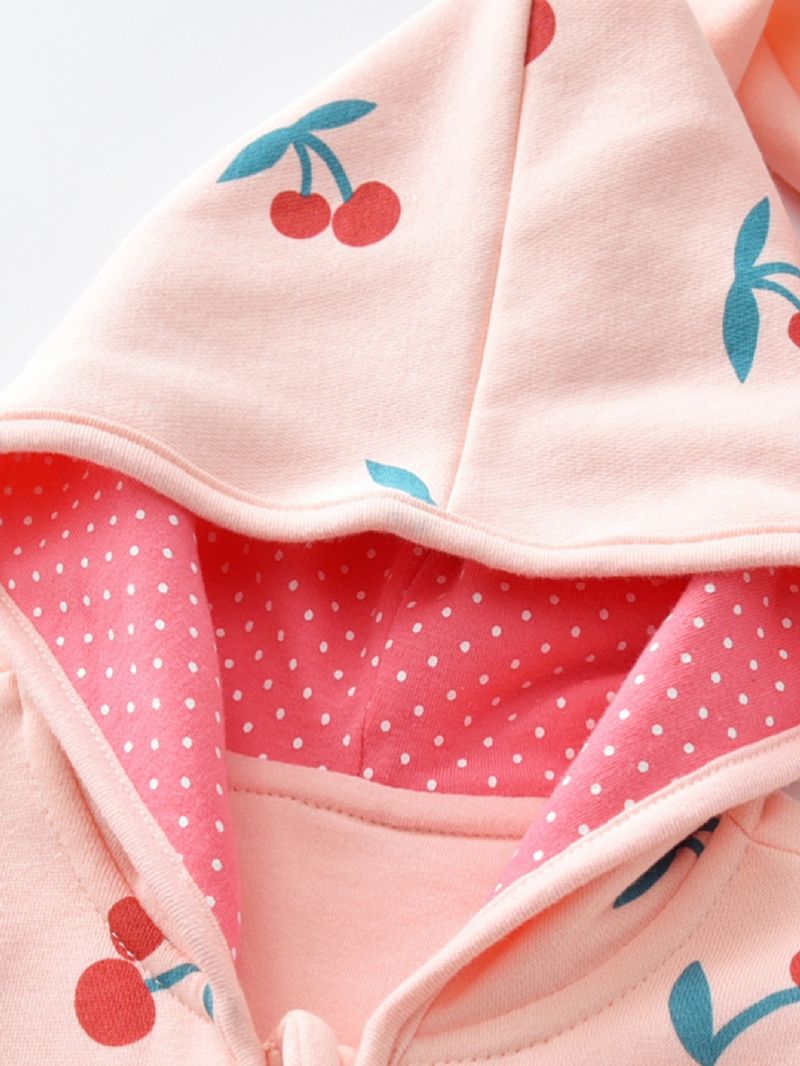 Bébi Lányok Pink Aranyos Cseresznyepamut Kényelmes Kapucnis Jumpsuit Őszi Tél