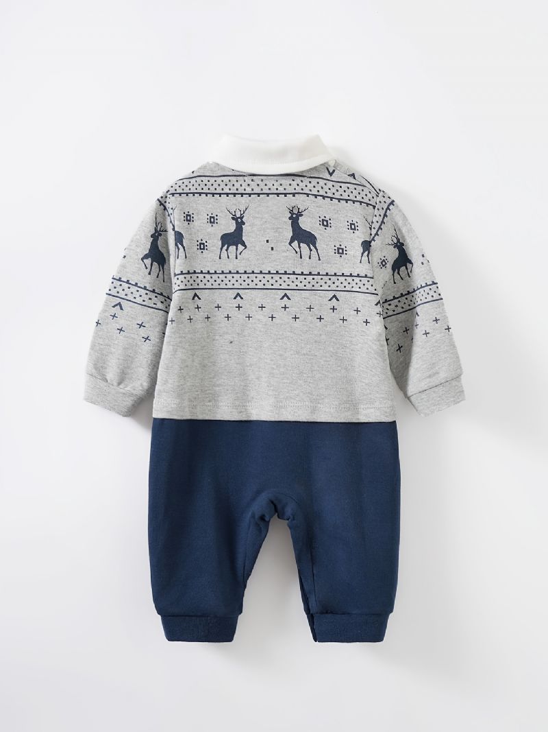 Bébi Lányok Polo Neck Gentleman Jumpsuit Babaruha Karácsonyra