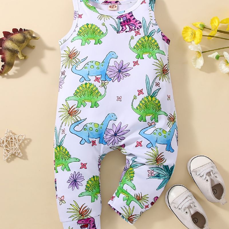 Bébi Lányok Ujjatlan Rompers Jumpsuit Rajzfilm Dinosaur Prin