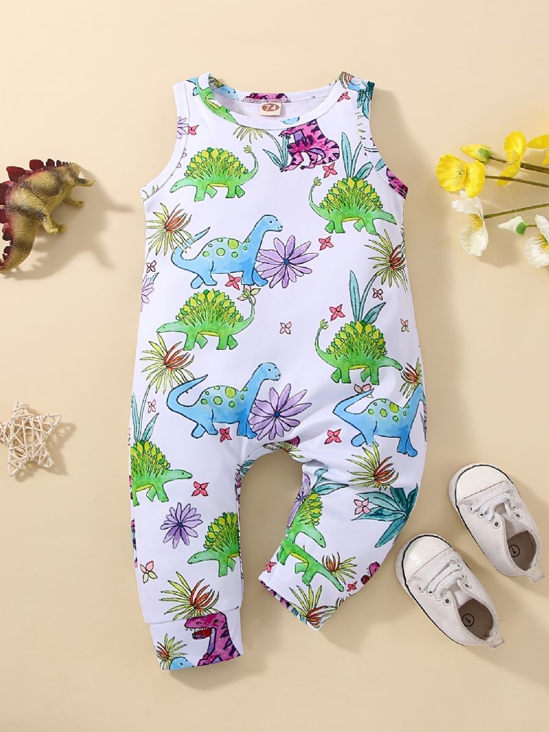 Bébi Lányok Ujjatlan Rompers Jumpsuit Rajzfilm Dinosaur Prin