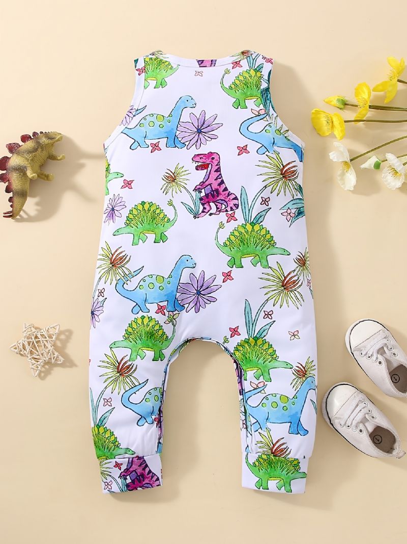 Bébi Lányok Ujjatlan Rompers Jumpsuit Rajzfilm Dinosaur Prin