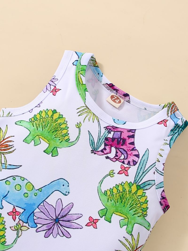 Bébi Lányok Ujjatlan Rompers Jumpsuit Rajzfilm Dinosaur Prin