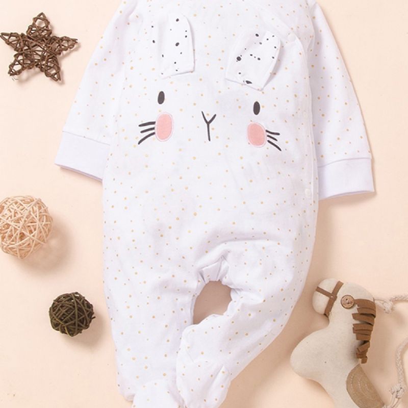 Bébi Rabbit Ears Polka Dots Hosszú Ujjú Jumpsuit