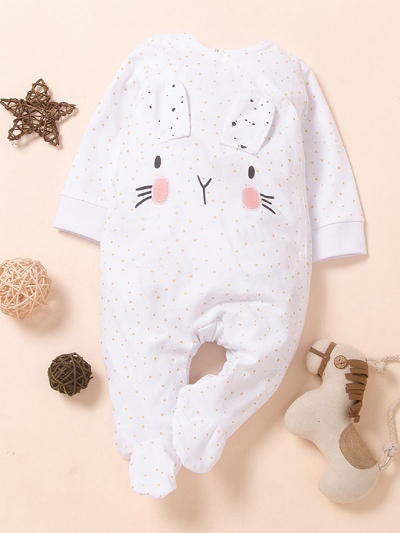 Bébi Rabbit Ears Polka Dots Hosszú Ujjú Jumpsuit