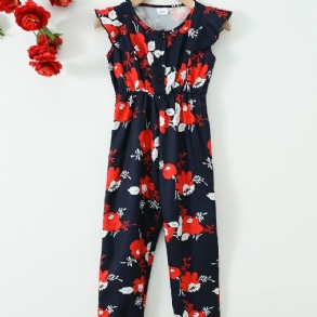 Elegáns Ujjatlan Virágmintás Lányok Jumpsuitek